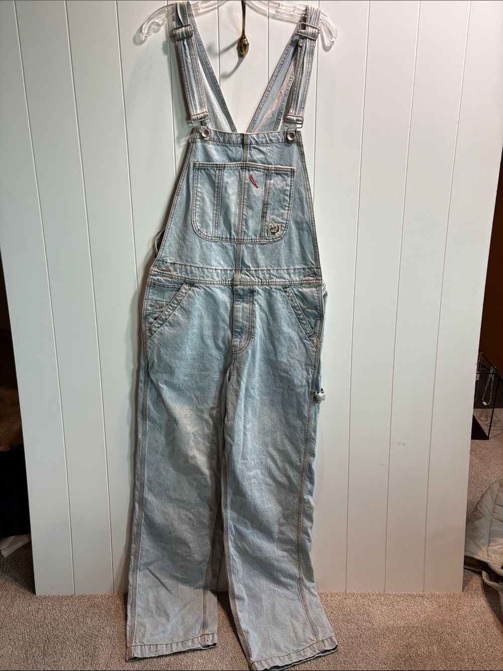 BDG light wash all cotton overalls oversize 32